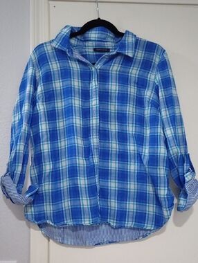 Tommy Hilfiger Blue Plaid Casual Button-Down Shirt